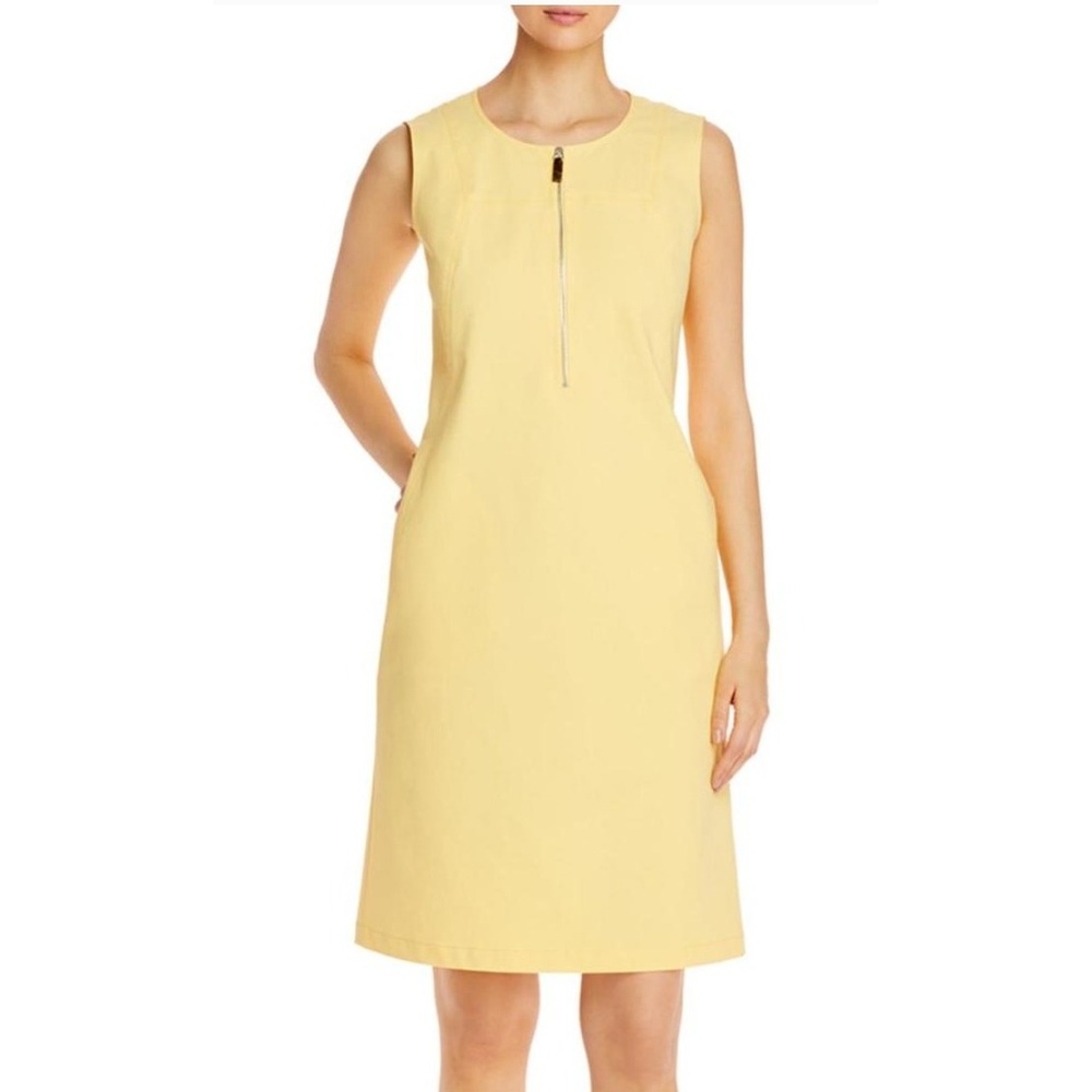 NWOT Lafayette 148 New York Audren Sunglow Sleeveless Shift Dress XL Yellow $498